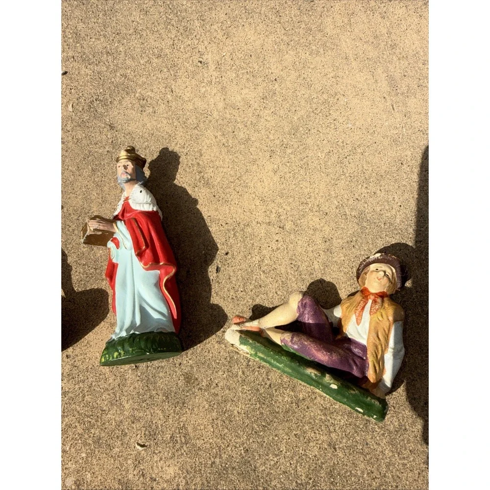 Vintage Paper Mache Nativity Figurines Set of 6 Hand Painted